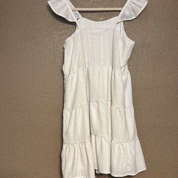 Sugar & Jade Girls white cap sleeve eyelet dress - Picture 4 of 7